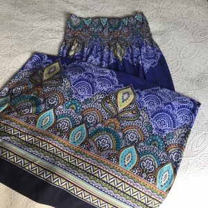 Beautiful blue paisley strapless summer dress, M